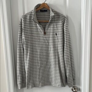 Ralph Lauren Gray and White Striped Sweater